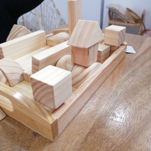 Set de 24 bloques de madera natural