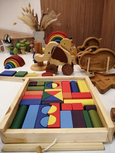 Carrito  de  bloques vintage -  arcoiris