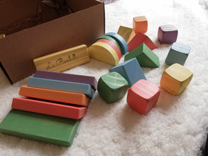 Set de 24 bloques de madera pastel